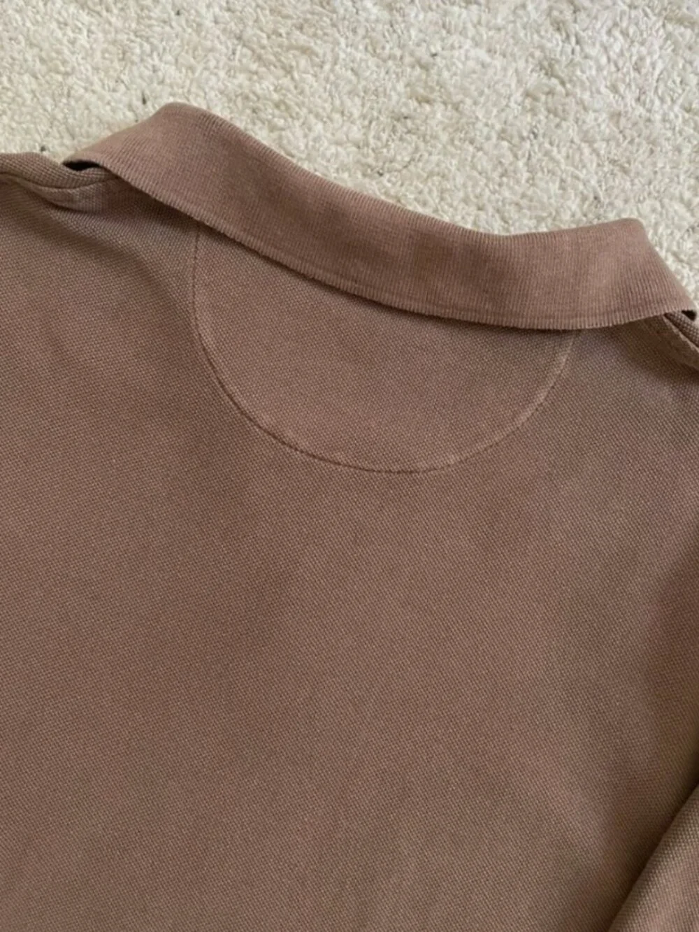 J.Crew Long Sleeve Washed Pique Polo Shirt Oarsman Deep Twig Brown Preppy Size M